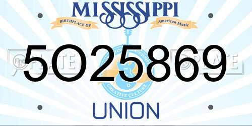 5O25869 Mississippi License Plate