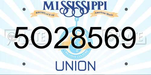5O28569 Mississippi License Plate
