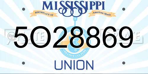 5O28869 Mississippi License Plate