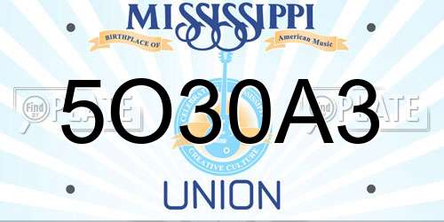 5O30A3 Mississippi License Plate