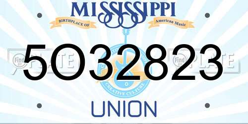 5O32823 Mississippi License Plate