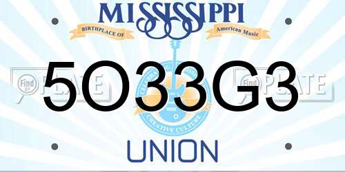 5O33G3 Mississippi License Plate