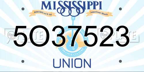 5O37523 Mississippi License Plate