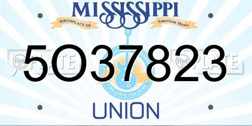 5O37823 Mississippi License Plate