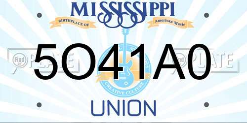 5O41A0 Mississippi License Plate