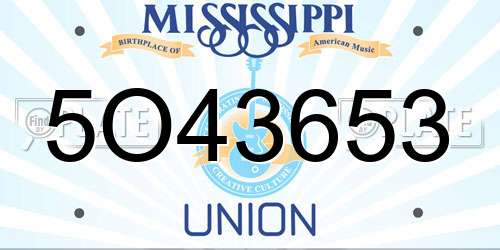 5O43653 Mississippi License Plate