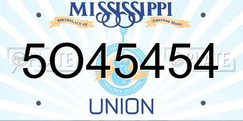 5O45454 Mississippi License Plate
