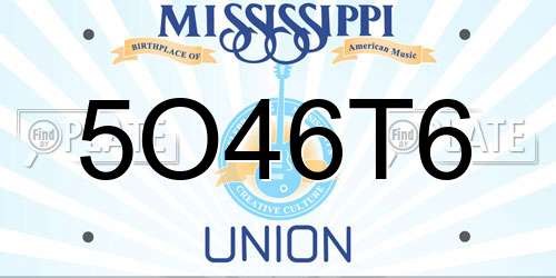 5O46T6 Mississippi License Plate