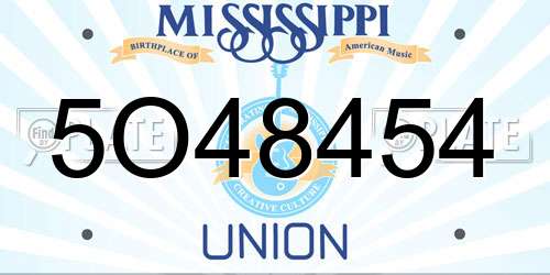 5O48454 Mississippi License Plate