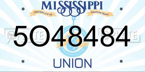 5O48484 Mississippi License Plate
