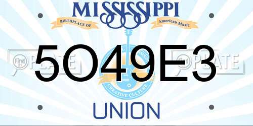 5O49E3 Mississippi License Plate