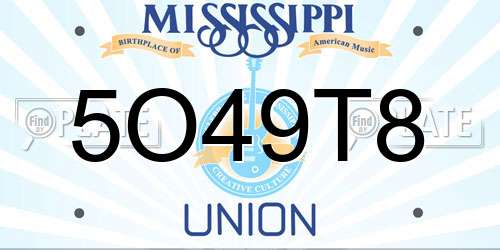 5O49T8 Mississippi License Plate