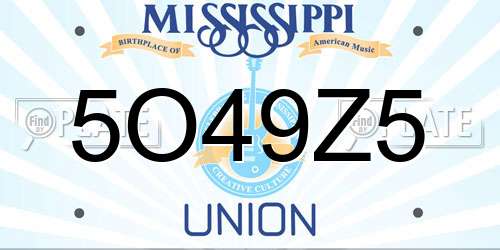 5O49Z5 Mississippi License Plate