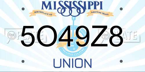 5O49Z8 Mississippi License Plate