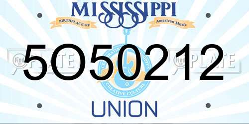 5O50212 Mississippi License Plate