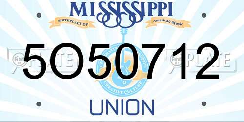 5O50712 Mississippi License Plate