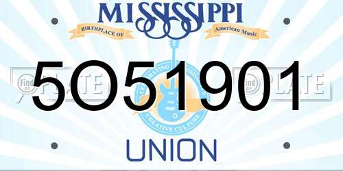 5O51901 Mississippi License Plate