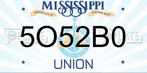 5O52B0 Mississippi License Plate