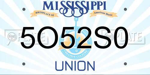 5O52S0 Mississippi License Plate