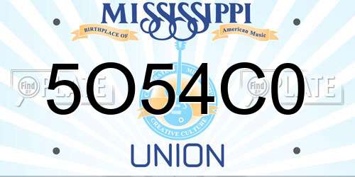 5O54C0 Mississippi License Plate