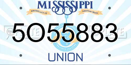 5O55883 Mississippi License Plate