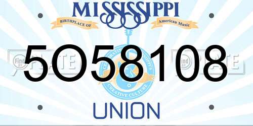 5O58108 Mississippi License Plate