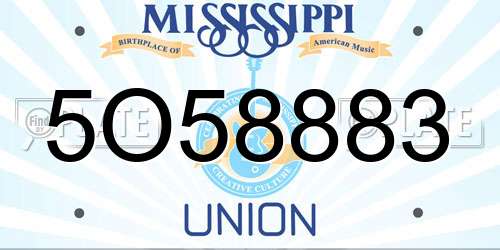 5O58883 Mississippi License Plate