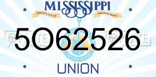 5O62526 Mississippi License Plate