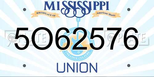 5O62576 Mississippi License Plate