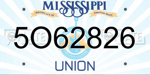 5O62826 Mississippi License Plate