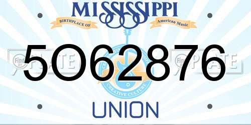 5O62876 Mississippi License Plate