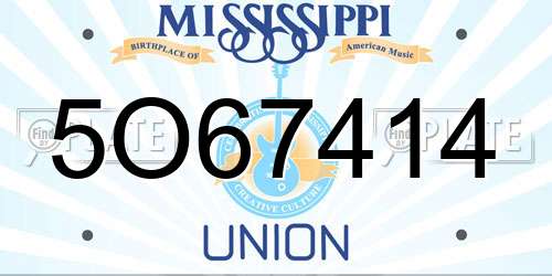5O67414 Mississippi License Plate