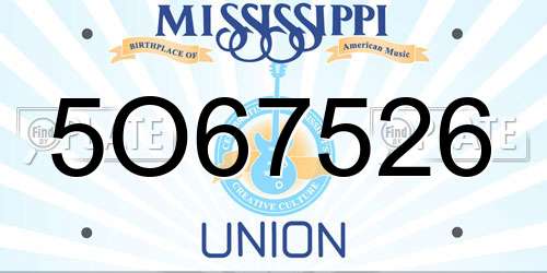5O67526 Mississippi License Plate