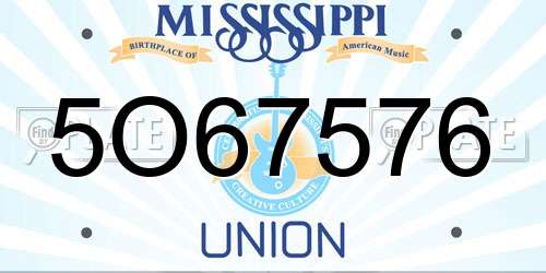 5O67576 Mississippi License Plate