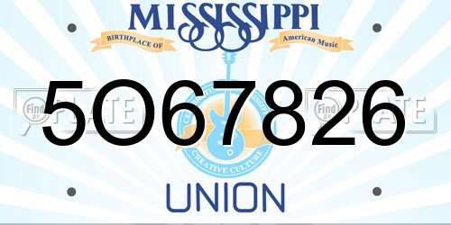5O67826 Mississippi License Plate