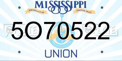 5O70522 Mississippi License Plate
