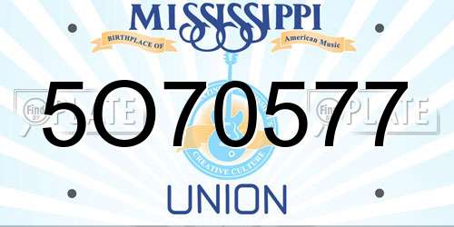 5O70577 Mississippi License Plate