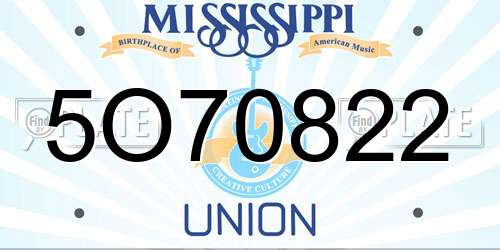 5O70822 Mississippi License Plate