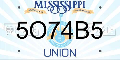 5O74B5 Mississippi License Plate