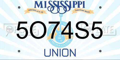 5O74S5 Mississippi License Plate
