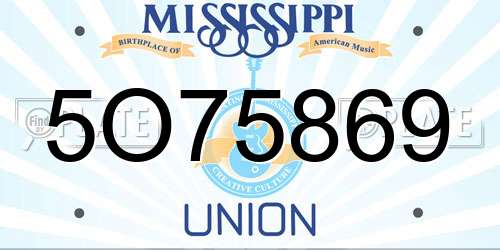 5O75869 Mississippi License Plate