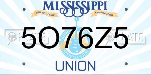 5O76Z5 Mississippi License Plate