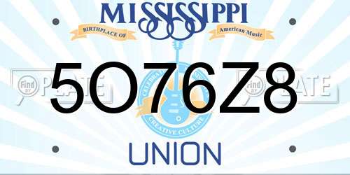 5O76Z8 Mississippi License Plate
