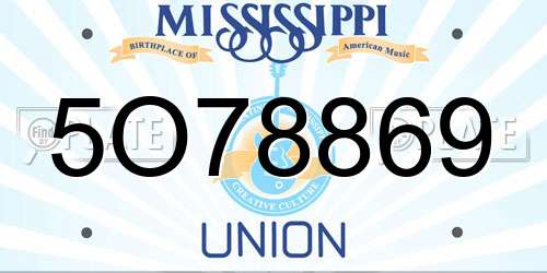 5O78869 Mississippi License Plate