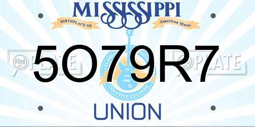 5O79R7 Mississippi License Plate