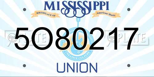 5O80217 Mississippi License Plate