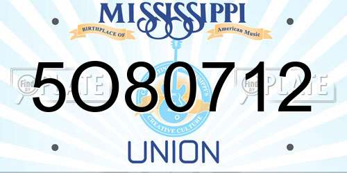5O80712 Mississippi License Plate