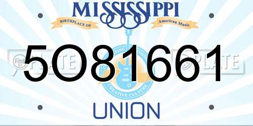 5O81661 Mississippi License Plate