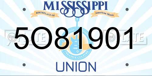 5O81901 Mississippi License Plate