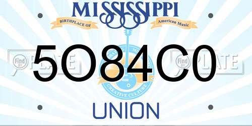 5O84C0 Mississippi License Plate